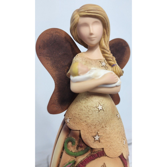 Angel Statue Holding Baby, 7.5" Tall, 'A Mother's Arms', by Country Soul, New - Picture 6 of 11